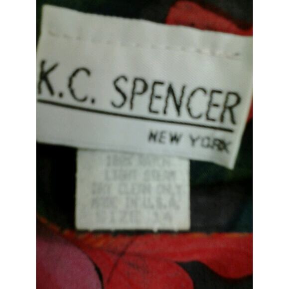 K.C. Spencer NY Dress, women's 14 Vintage maxi, Hawaiian Floral, Rayon NWT $80 - Picture 4 of 5